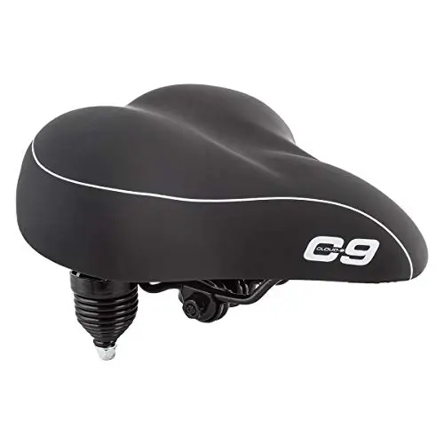 Sunlite Cloud-9 Cruiser Bike Saddle with black tri-color design and chrome springs