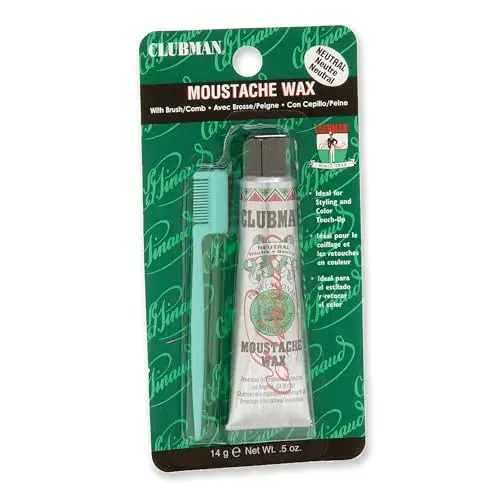 Clubman Moustache Wax tube with included styling brush