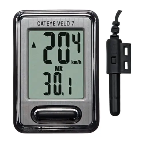 CATEYE Velo 7 wired bicycle computer on handlebars