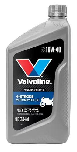 Valvoline full synthetic 10W-40 motorcycle oil quart bottle