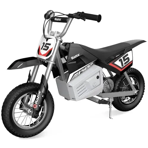 Razor MX400 electric dirt bike for kids, black with knobby tires