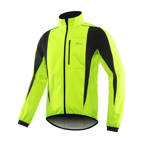 ARSUXEO green thermal softshell cycling jacket