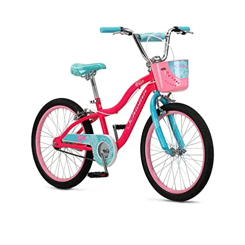 Schwinn Elm 20-inch pink kids bike with basket
