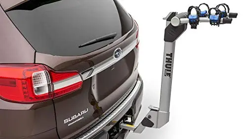 Genuine Subaru OEM hitch-mounted bike carrier manufactured by Thule