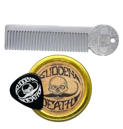 Death Grip Sudden Death Mustache Wax and metal comb kit
