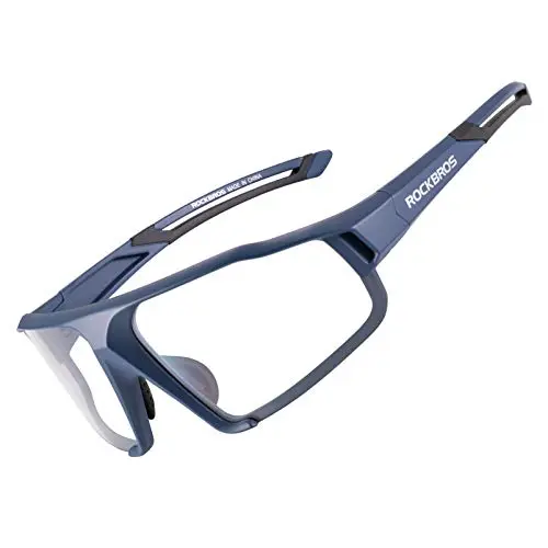 ROCKBROS Photochromic Cycling Glasses with rimless blue frame