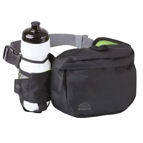MTB hip pack with a 25oz water bottle in a side holder