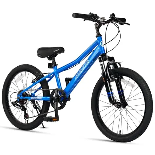 AVASTA blue kids mountain bike with front suspension and 6-speed gears