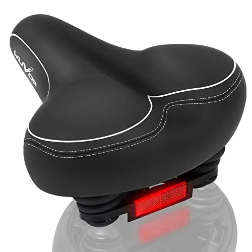 WUVOP oversized black and white bicycle seat with red reflective strip