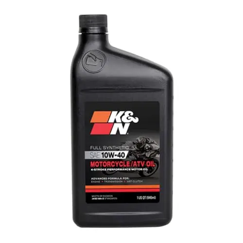 K&N full synthetic 10W-40 motorcycle and ATV oil quart bottle