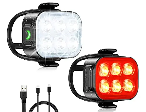 Zewdov slim and lightweight USB rechargeable bike light set