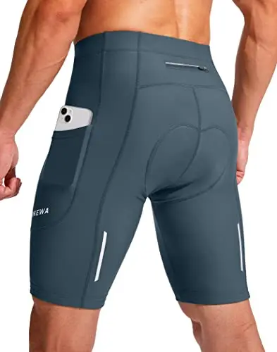 Bikewa men's padded bike shorts with front and zippered back pockets