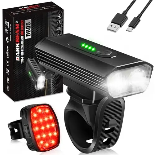 DARKBEAM ultra bright 4000 lumen bike headlight and taillight