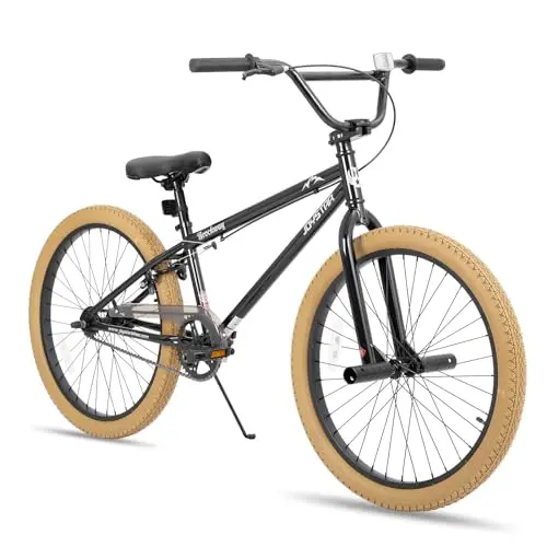 JOYSTAR Brockway 24-inch BMX bike with brown tires and a freestyle frame