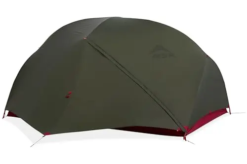 MSR Hubba Hubba Bikepack 2-person tent set up in a forest