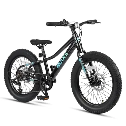 Glerc Mars black kids fat tire mountain bike with wide tires