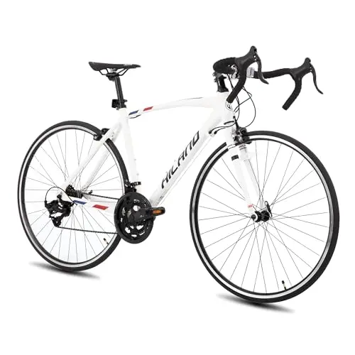 HH HILAND white aluminum road bike with caliper brakes and 14-speed drivetrain
