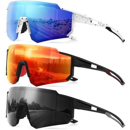 Gesruny 3-pack of polarized TR90 sport sunglasses