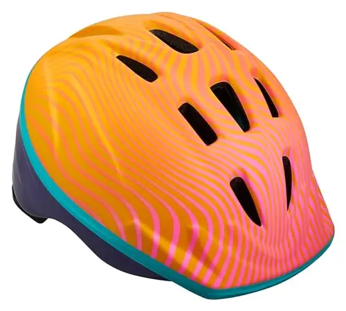 Schwinn toddler bike helmet in pink and orange with wave design