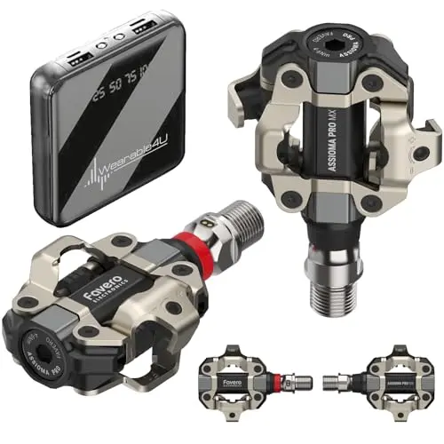 Favero Assioma PRO MX-1 power meter pedal bundle including a portable power bank