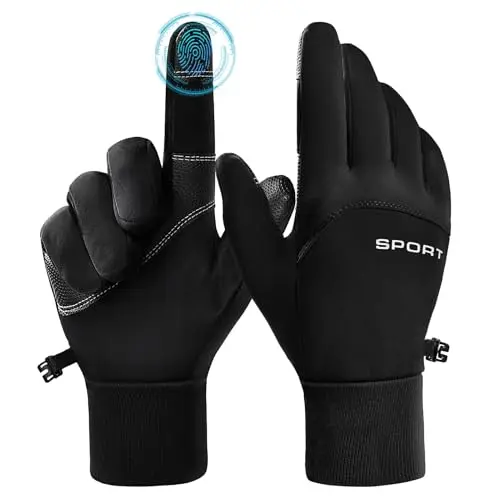 AURUZA black waterproof winter cycling gloves