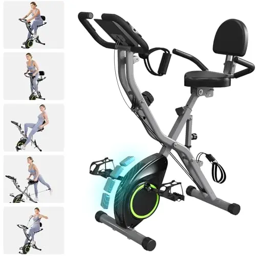 USLIM grey foldable exercise bike in a compact design