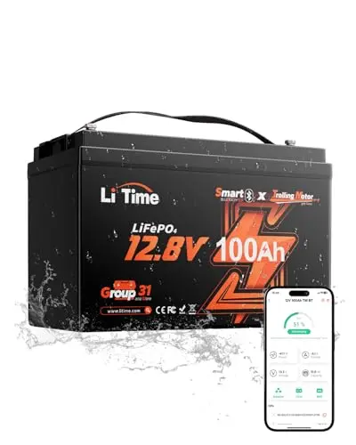 LiTime 12V 100Ah Bluetooth Lithium Iron Phosphate battery for trolling motor