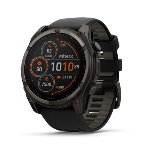 Garmin fenix 8 51mm smartwatch with carbon gray titanium case on wrist