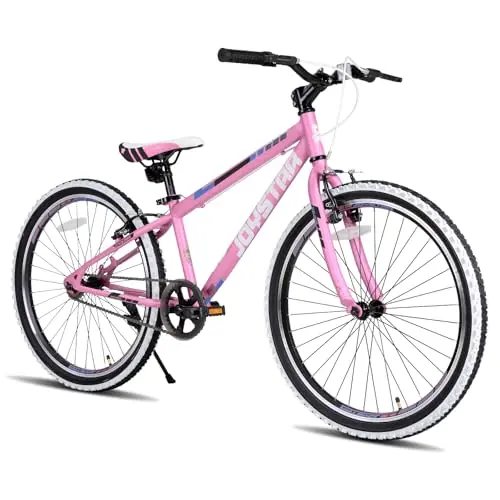 JOYSTAR Lubbock pink kids mountain bike with white wall knobby tires