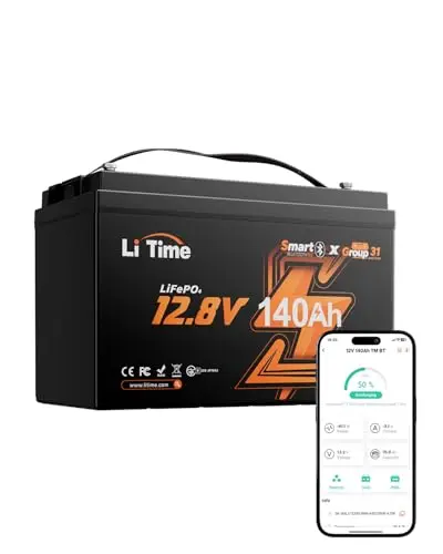 Litime 12V 140Ah Lithium Iron Phosphate battery with Bluetooth connectivity