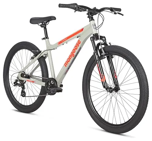 Mongoose Flatrock mountain bike with front suspension on a trail