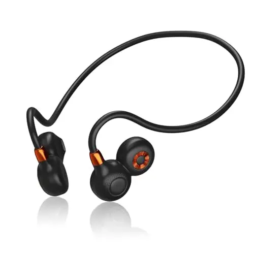 Ortizan open-ear air conduction headphones with magnetic charging cable in black