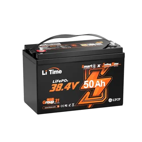 LiTime 36V 50Ah Bluetooth lithium battery for high-thrust trolling motors