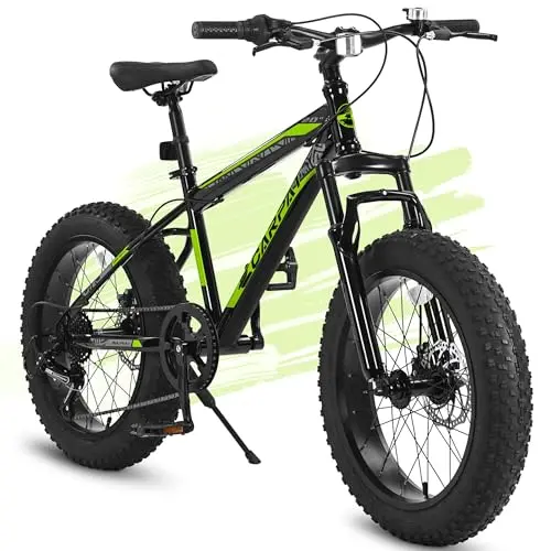 KWOJU 20-inch mountain bike for kids in green