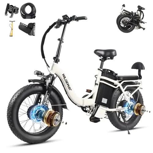 Wildeway SummitX dual motor electric bike with expandable baskets for food delivery