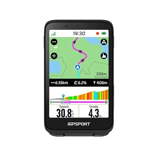 iGPSPORT BiNavi touch screen bike computer with large display for map navigation