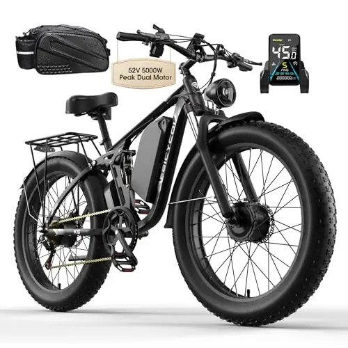 5000W dual motor fat tire electric bike with full suspension