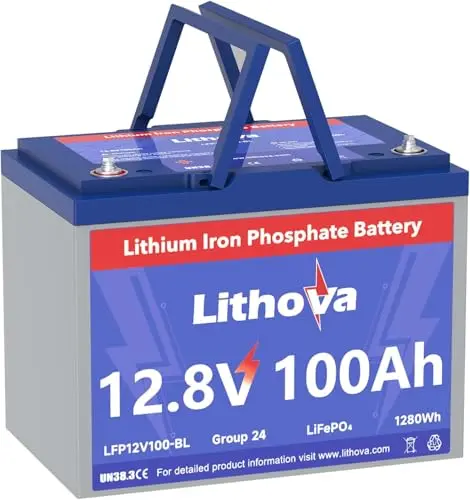 Lithova 12V 100Ah lithium iron phosphate battery in Group 24 size