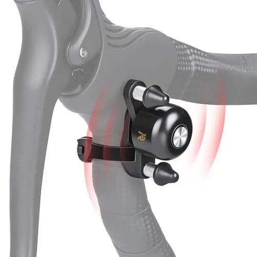 EQIIO copper bike bell with swivel hammer on a road bike