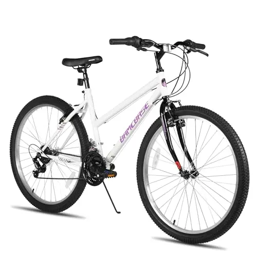 Hiland Bamcbase 24 inch white women's mountain bike with 18 speeds