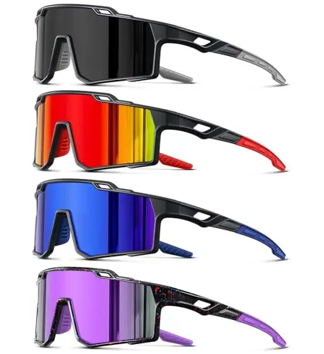 Four-pack of polarized sport sunglasses with oversized frames