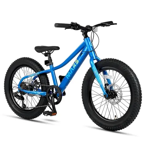 Glerc Mars 20 inch kids fat tire mountain bike with 6-speed drivetrain in blue
