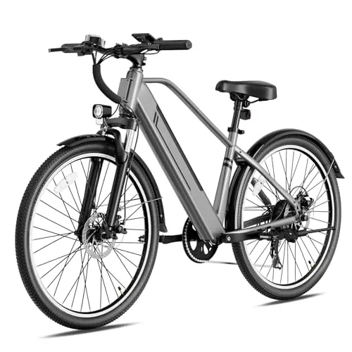YOLOWAY gray electric commuter bike with sleek frame and LCD display