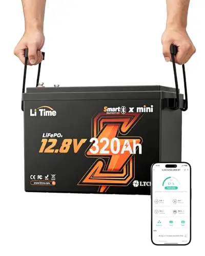 LiTime 12.8V 320Ah mini lithium iron phosphate battery with compact design