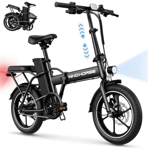 WINDHORSE 16-inch jet black folding electric bike
