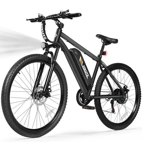 ESKUTE black mountain electric bike with 27.5-inch wheels and dual suspension.