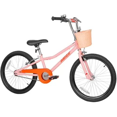WEIZE 20-inch pink kids bike with basket