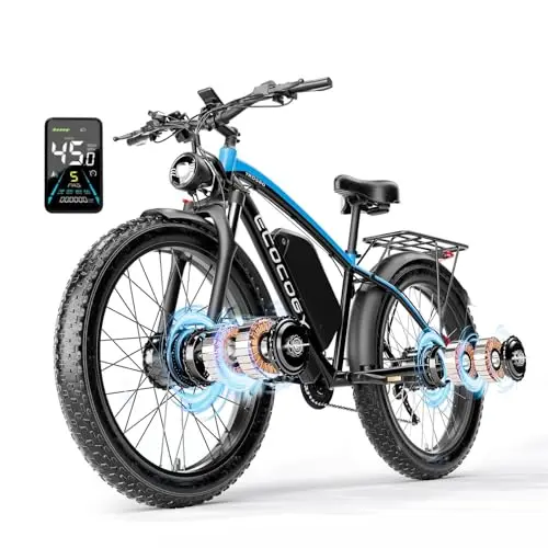 GAMVIRE G7 blue dual-motor electric bike with fat tires on a dirt trail