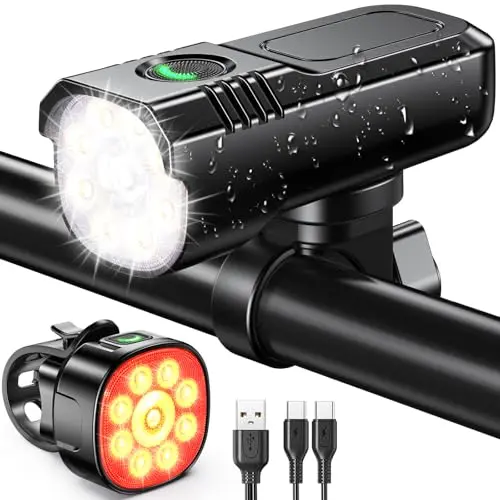 Zewdov 1000 lumen aluminum alloy bike headlight and taillight set