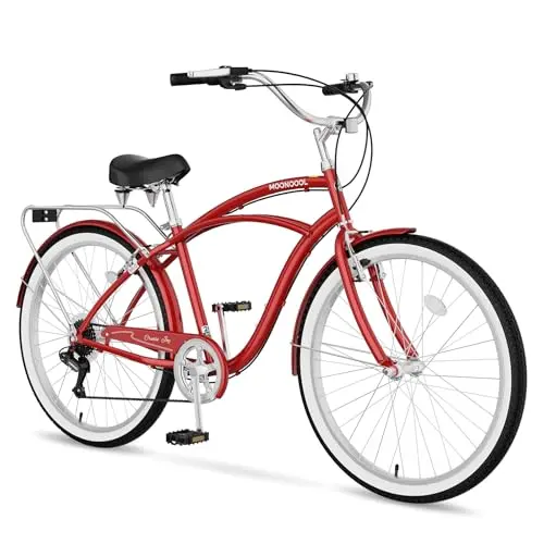 Mooncool beach cruiser bike with 7-speed gears and step-through frame